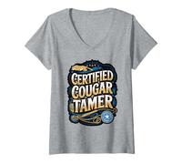 Womens Certified Cougar Tamer Hunter Slayer Wild Cat Cougars V-Neck T-Shirt