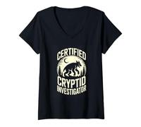 Women's Certified Cryptid Investigator Paranormal Hunter V-Neck T-Shirt