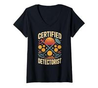 Women's Certified Detectorist Coin Hunting Treasure Seeker V-Neck T-Shirt