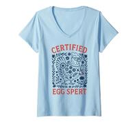 Womens Certified Egg Spert Funny Chicken Keeper Farmers V-Neck T-Shirt