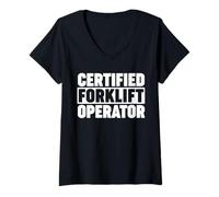 Women's Certified Forklift Operator V-Neck T-Shirt