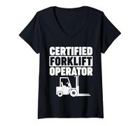 Women's Certified Forklift Operator V-Neck T-Shirt