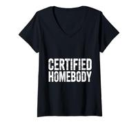 Womens Certified Homebody Cozy Introvert Lifestyle Vibe - V-Neck T-Shirt