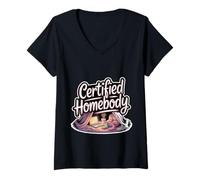 Womens Certified Homebody Cozy Introvert Lifestyle Vibe V-Neck T-Shirt