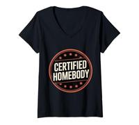 Womens Certified Homebody Cozy Introvert Lifestyle Vibe - V-Neck T-Shirt