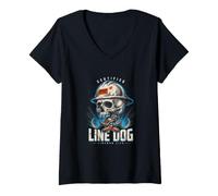 Women's Certified Line Dog Danger Lineman Life V-Neck T-Shirt