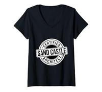 Womens Certified Sand Castle Architect Beach Summer Kid Play - V-Neck T-Shirt