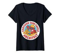 Womens Certified Sand Castle Architect |- V-Neck T-Shirt
