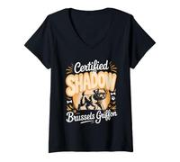 Women's Certified Shadow Brussels Griffon Dog Owner V-Neck T-Shirt