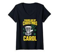 Women's Chains are My Christmas Carol Disc Golf V-Neck T-Shirt