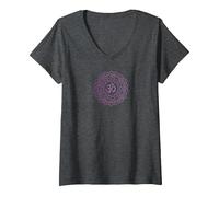 Women's Chakra Sahaswara Print The Crown Chakra Design V-Neck T-Shirt, Dark Heather Grey, Medium