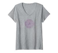 Women's Chakra Sahaswara Print The Crown Chakra Design V-Neck T-Shirt, Heather Grey, Medium