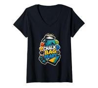 Women's Chalk Bag Ready Bouldering Gym V-Neck T-Shirt
