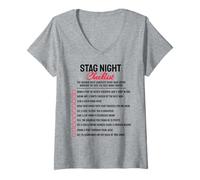 Womens Challenge the Stag Bachelors Party Checklist Stag Do Party V-Neck T-Shirt