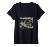 Women's Challenger A30 WWII British Tank Scene Art V-Neck T-Shirt
