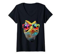 Women's Chameleon Reptiles Iguana Lizard Lover Wild Cute Chameleons V-Neck T-Shirt