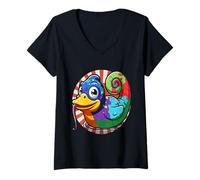 Womens Chameleon Rubber Duck V-Neck T-Shirt