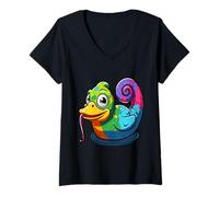 Womens Chameleon Rubber Duck V-Neck T-Shirt