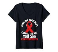 Womens Change The Way You See Dyslexia Awareness V-Neck T-Shirt
