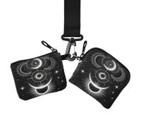 Women's Change Wallet Card Cases, Business Card Case Money Organizer | Thin Flat, with Wristle Strap, 2 Pcs, Daily Commuting, Tarot Sun Moon