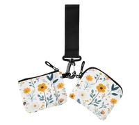 Women's Change Wallet Card Cases Colorful Flowers Cute White Small Portable Business Card Holder with Zipper Coin Pocket for Men Women 2 Pcs, colorful Flowers cute white544, 4.13" x 3.51" & 4.13" x
