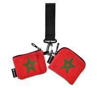 Women's Change Wallet Card Cases Large Capacity Identity Card Protector with Zipper Coin Pocket for Ladies Girls 2 Packs, Morocco Flag Moroccan National red, 4.13"(L) x 3.5"(W)