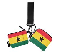 Women's Change Wallet Card Cases Large Capacity Identity Card Protector with Zipper Coin Pocket for Ladies Girls 2 Packs, Ghana Flag Ghanaian National, 4.13"(L) x 3.5"(W)