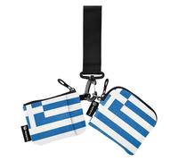Women's Change Wallet Card Cases Large Capacity Identity Card Protector with Zipper Coin Pocket for Ladies Girls 2 Packs, Greece Flag Greek National blue, 4.13"(L) x 3.5"(W)