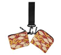 Women's Change Wallet Card Cases Traditional Chinese Dragons Red Gold Thin Flat Coin Purse Change Holder with Keychain for Men Women 2 Pcs, traditional Chinese dragons red gold, 4.13" x 3.51" & 4.13"