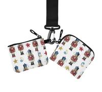 Women's Change Wallet Card Cases, Zipper Wallet Coin Bag | Mini Fashion, with Keychain, 2 Packs, Travel, Nutcrackers Soldiers Winter