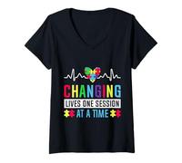 Womens Changing Lives One Session at A Time V-Neck T-Shirt