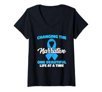 Womens Changing The Narrative Trisomy 18 Awareness T18 Hope V-Neck T-Shirt