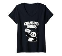 Women's Changing Things Panda Lover V-Neck T-Shirt