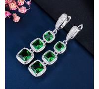 Women's Changpo pear earring, with red cubic zircon on three sides.