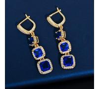 Women's Changpo pear earring, with red cubic zircon on three sides.