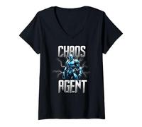 Womens Chaos Agent - Resigned from Order - Into the Matrix Graphic V-Neck T-Shirt