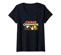 Women's Chaos Coordinator Funny Mom Life Parenting Humor Busy Parent V-Neck T-Shirt