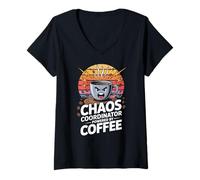 Womens Chaos Coordinator Powered by Coffee V-Neck T-Shirt