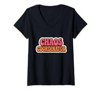 Womens Chaos Coordinator Womens Kindergarten School Teacher Funny V-Neck T-Shirt