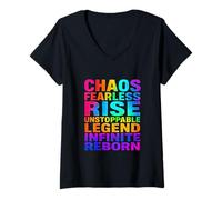 Womens Chaos Fearless Rise Unstoppable Legend Infinite Reborn Gift V-Neck T-Shirt