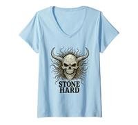 Womens Chaotic Demon Skull V-Neck T-Shirt