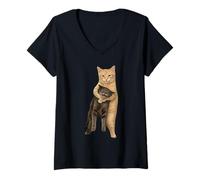Women's Chaotic Hugging Cats Funny Meme V-Neck T-Shirt