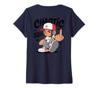 Womens Chaotic Squad Streetwear Urban Style Cartoon (Art Back) V-Neck T-Shirt