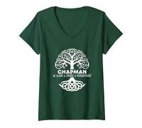 Women's Chapman Irish Family Name Celtic Irish Roots V-Neck T-Shirt