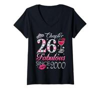 Womens Chapter 26 Fabulous Since 2000 26Th Birthday Gift for Women V-Neck T-Shirt