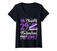 Womens Chapter 29 Fabulous Since 1997 29Th Birthday Women Lady V-Neck T-Shirt