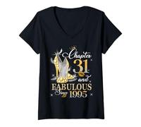 Womens Chapter 31 Fabulous EST 1995 31st Birthday Queen Diamond V-Neck T-Shirt