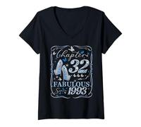 Womens Chapter 32 Fabulous Since 1993 32nd Diamond Birthday Queen V-Neck T-Shirt