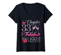Womens Chapter 33 Fabulous Since 1993 33rd Birthday Gift for Women V-Neck T-Shirt
