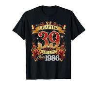 Womens Chapter 39 Fabulous EST 1986 Red Roses 39th Birthday T-Shirt